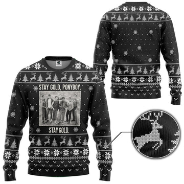 Gearhumans 3D The Outsiders Stay Gold Ponyboy Stay Gold Christmas B&W Style Custom Ugly Sweater