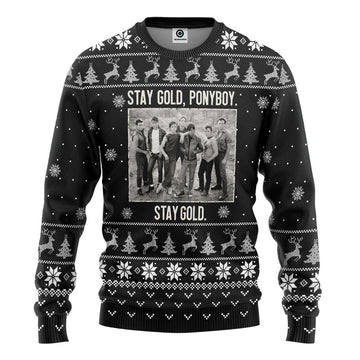 Gearhumans 3D The Outsiders Stay Gold Ponyboy Stay Gold Christmas B&W Style Custom Ugly Sweater