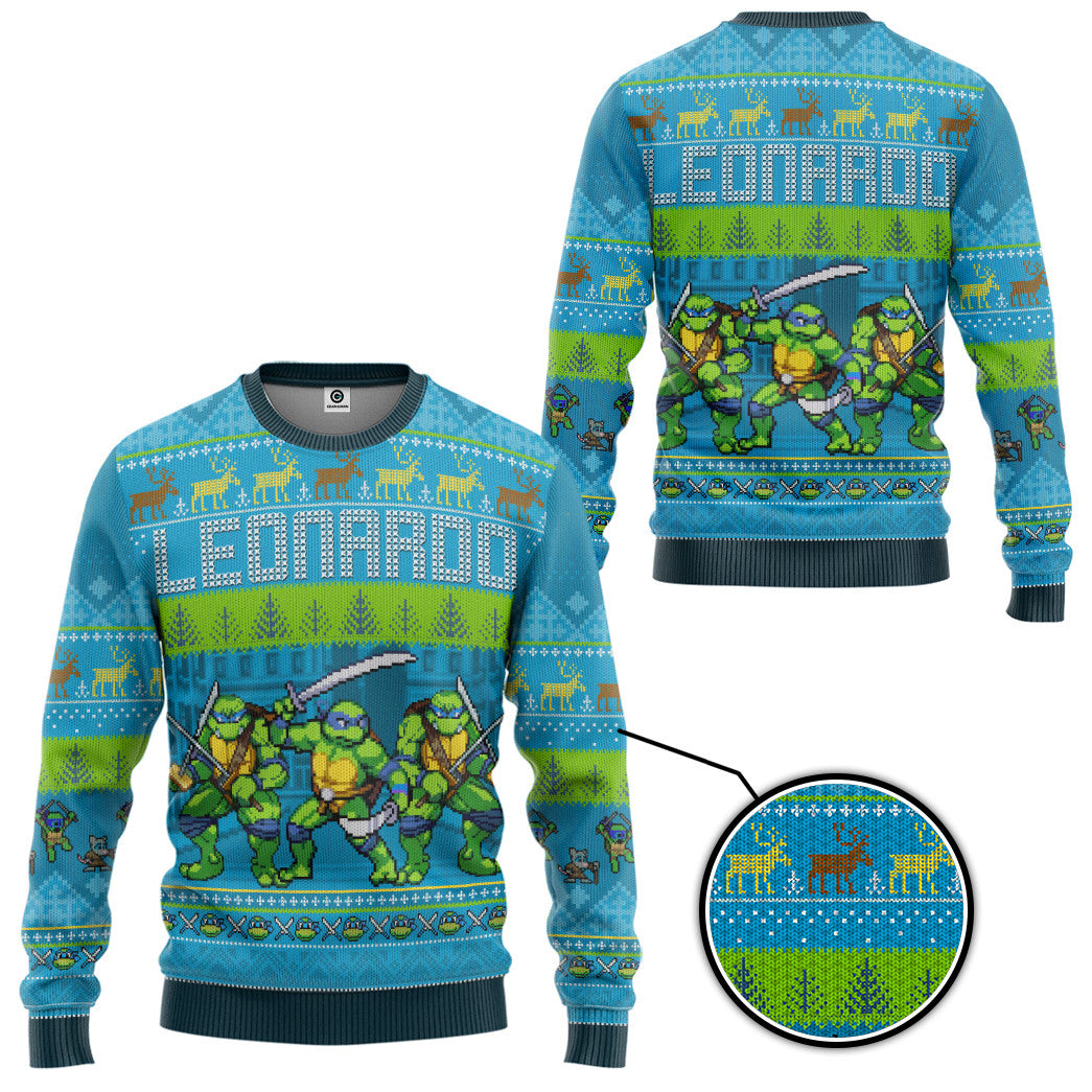 Leonardo Rise of the Teenage Mutant Ninja Turtles Ugly Christmas Sweater  For Men And Women