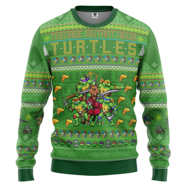 Gearhumans 3D TMNT Turtles Ugly Christmas Style Custom Ugly Sweater