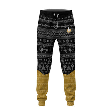 Gearhumans 3D S.T The Next Generation 1987 Yellow Ugly Christmas Custom Sweatpants