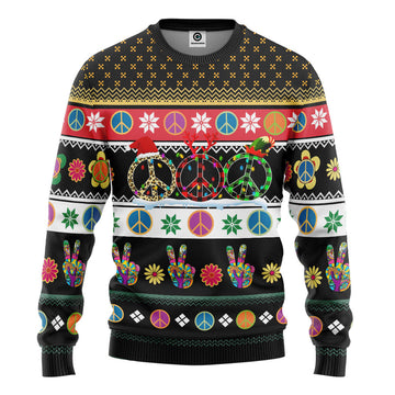 Gearhumans 3D Hippie Merry Christmas Custom Ugly Sweater