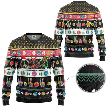 Gearhumans 3D Hippie Merry Christmas Custom Ugly Sweater