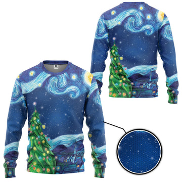 Gearhumans 3D Van Gogh Starry Night Custom Ugly Christmas Sweater