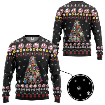 Gearhumans 3D Hippie Let It Be Custom Ugly Christmas Sweater