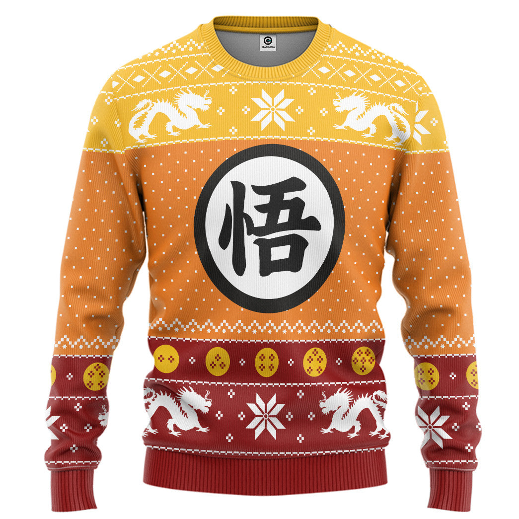 Gearhumans 3D Dragon Ball Z Goku Ugly Christmas Custom Ugly Sweater