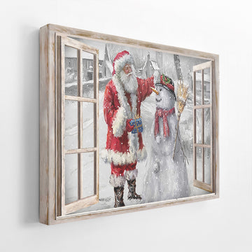 Gearhumans 3D Santa Playing With Snowman Custom Canvas