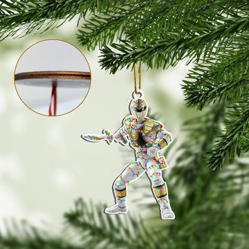 Gearhumans 3D Mighty Morphin White Power Ranger Christmas Custom Ornament