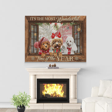 Gearhumans 3D Poodle Its The Most Wonderful Time Of The Year Custom Canvas