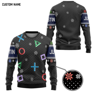 Gearhumans 3D PlayStation Symbols Custom Ugly Sweater