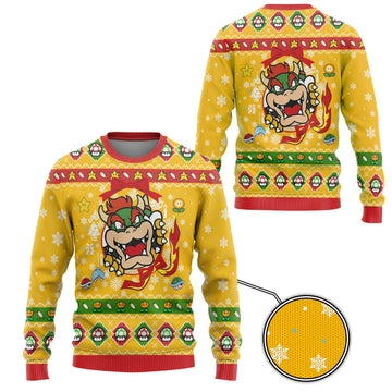 Gearhumans 3D Super Mario Bowser Custom Ugly Christmas Sweater