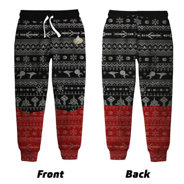 Gearhumans 3D S.T The Next Generation 1987 Red Ugly Christmas Custom Kid Sweatpants
