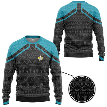 Gearhumans 3D S.T Picard 2020 Blue Ugly Christmas Custom Ugly Sweater