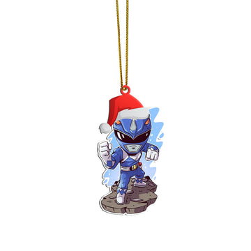 Gearhumans 3D Chibi Mighty Morphin Blue Power Ranger Custom Christmas Ornament