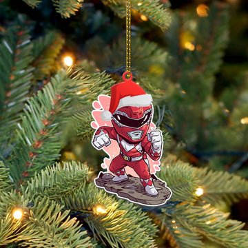 Gearhumans 3D Chibi Mighty Morphin Red Power Ranger Custom Christmas Ornament