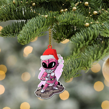 Gearhumans 3D Chibi Mighty Morphin Pink Power Ranger Custom Christmas Ornament