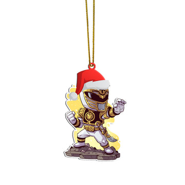 Gearhumans 3D Chibi Mighty Morphin White Power Ranger Custom Christmas Ornament