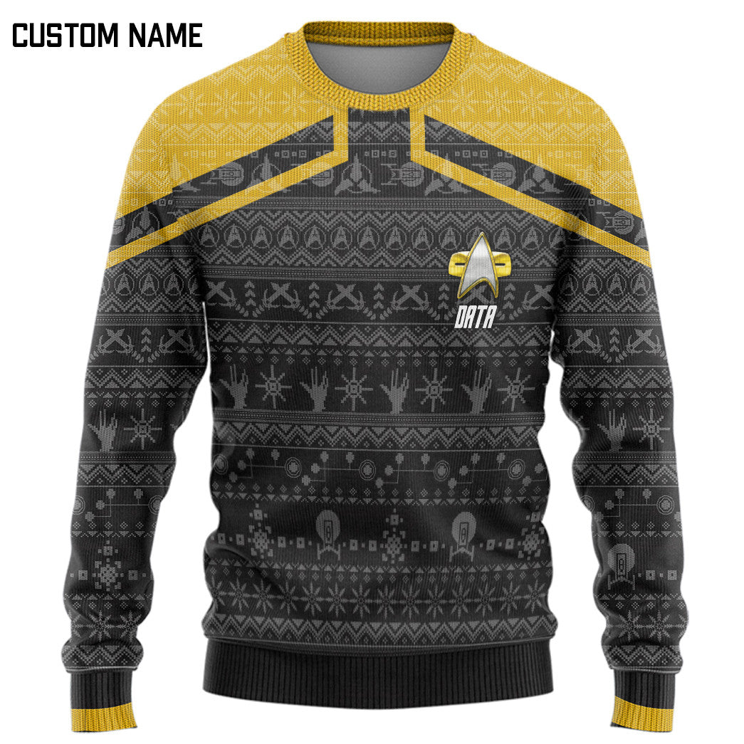 Gearhumans 3D S.T The Picard 2020 Yellow Ugly Custom Name Ugly Sweater