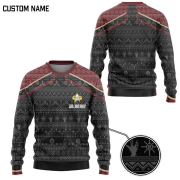 Gearhumans 3D S.T Picard 2020 Red Ugly Christmas Custom Name Ugly Sweater
