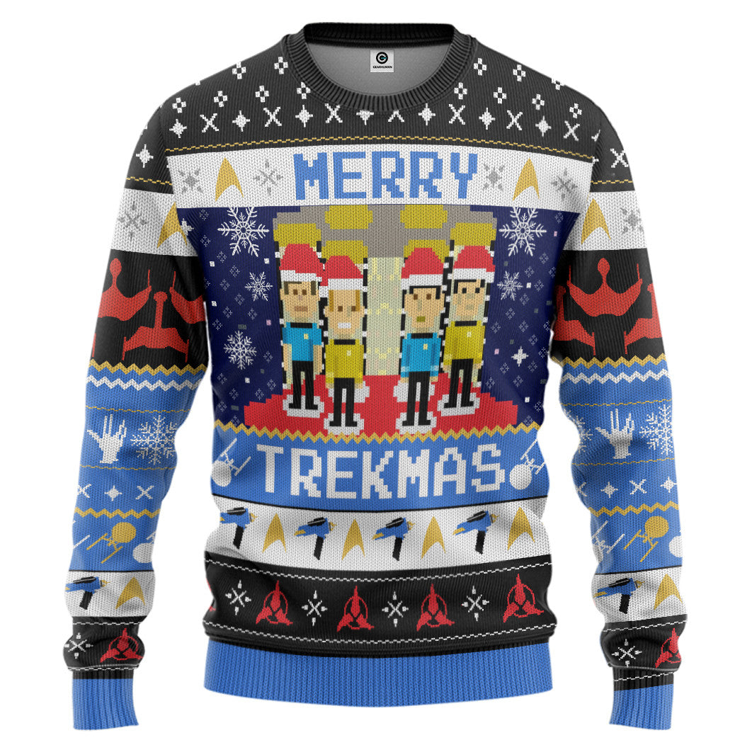 Gearhumans 3D S.T Merry Trekmas Ugly Christmas Custom Ugly Sweater