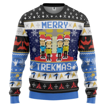 Gearhumans 3D S.T Merry Trekmas Ugly Christmas Custom Ugly Sweater
