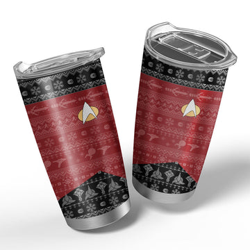 Gearhumans 3D S.T The Next Generation 1987 Red Ugly Christmas Custom Design Vacuum Insulated Tumblers