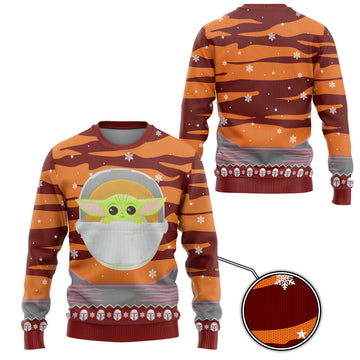 Gearhumans 3D SW Baby Yoda Ugly Christmas Edition Custom Ugly Sweater