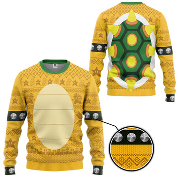 Gearhumans 3D Bowser Ugly Christmas Cosplay Custom Ugly Sweater