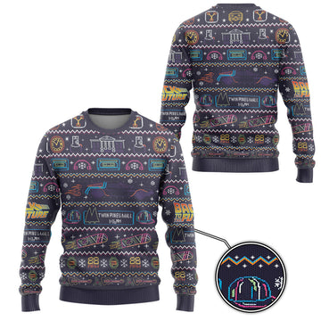 Gearhumans 3D Back To The Future Christmas Edition Custom Ugly Long sleeve