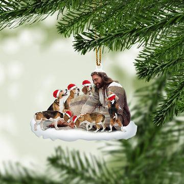 Gearhumans 3D Jesus And Chihuahua Dogs Christmas Custom Ornament