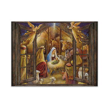 Gearhumans 3D Nativity Of Jesus Christmas Custom Canvas