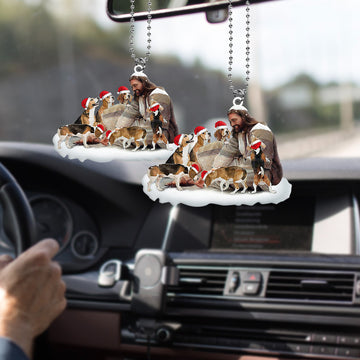 Gearhumans 3D Jesus With Beagle Dogs Christmas Custom Ornament
