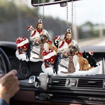 Gearhumans 3D Jesus And Cats Christmas Custom Ornament