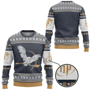 Gearhumans 3D H.P Hedwig Ugly Christmas Custom Ugly Sweater