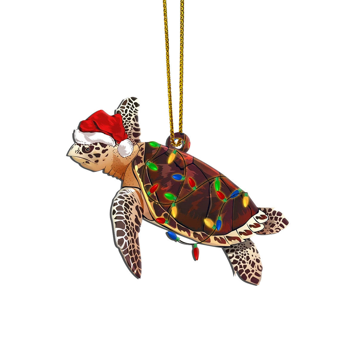 Gearhumans 3D Sea Turtle Wearing Santa Hat Merry Christmas Custom Ornament