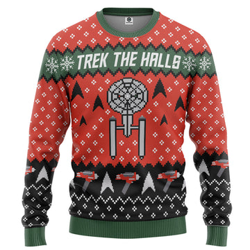 Gearhumans 3D S.T Trek The Halls Christmas Edition Custom Hoodie Tshirt Apparel