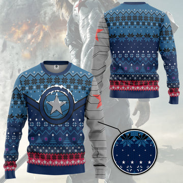 Gearhumans 3D Winter Soldier Star Of Bucky Christmas Custom Ugly Sweater