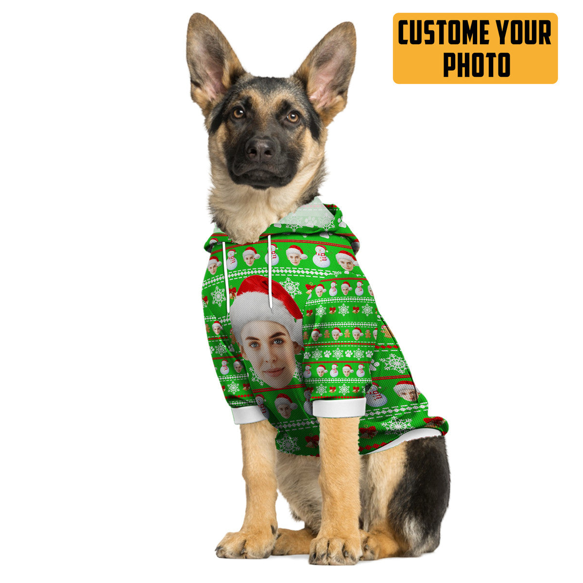 Gearhumans 3D Dog Pet Christmas Custom Photo Ugly Long sleeve