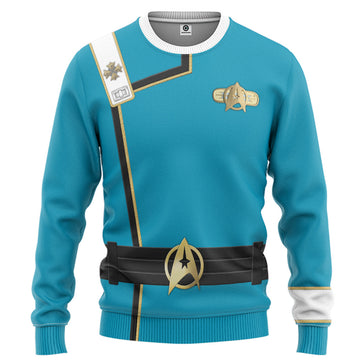 Gearhumans 3D S.T Wrath of Khan Starfleet Blue Uniform Custom Ugly Sweater