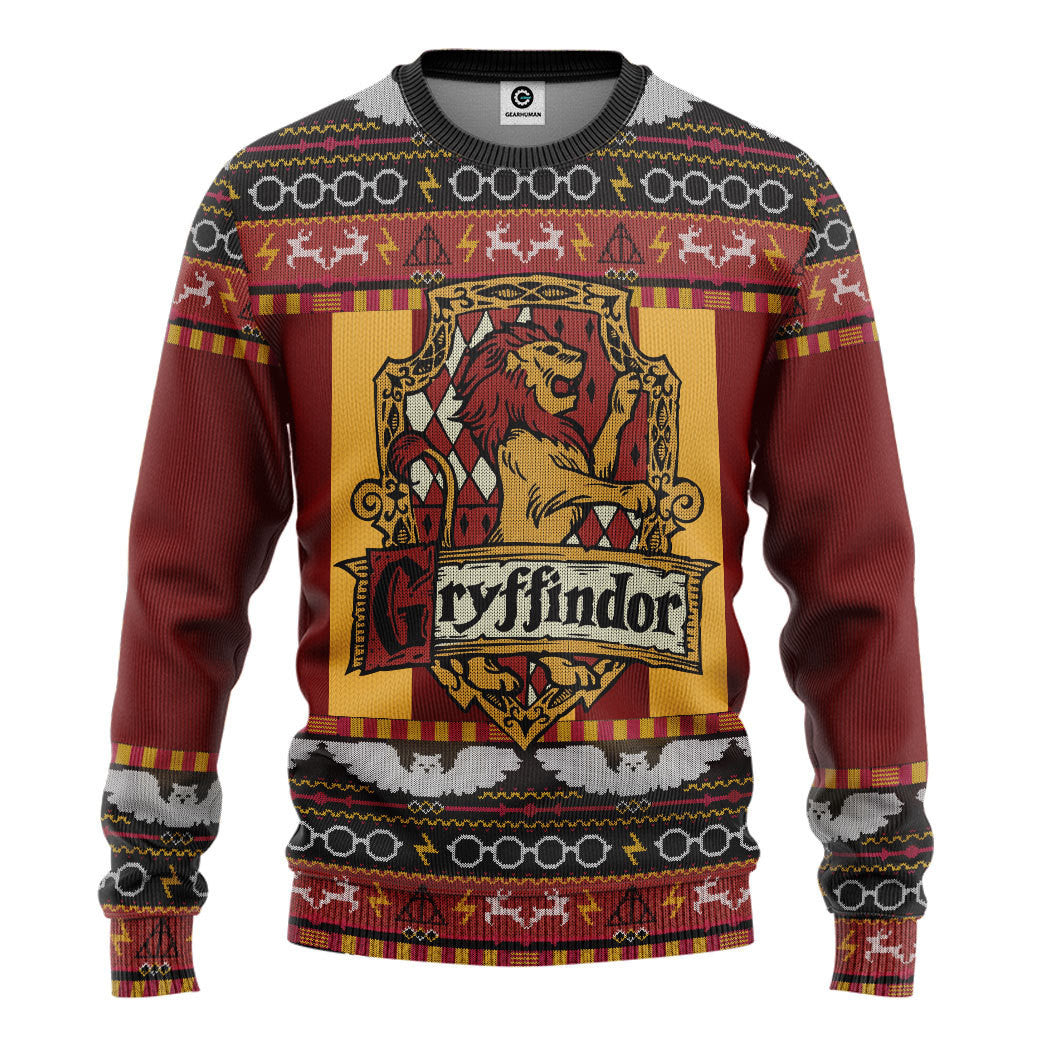 Gearhumans 3D H.P Gryffindor Ugly Christmas Ver 3 Custom Ugly Sweater