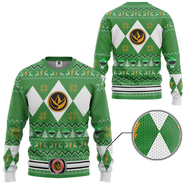 Gearhumans 3D MMPR Green Ranger Christmas Custom Ugly Sweater