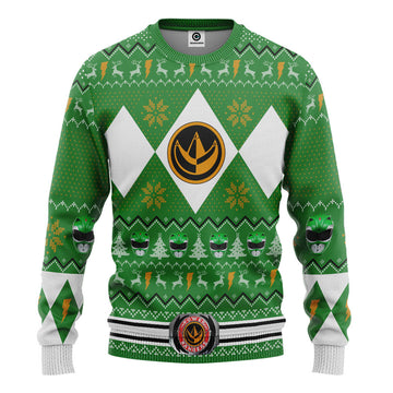 Gearhumans 3D MMPR Green Ranger Christmas Custom Ugly Sweater