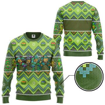 Gearhumans 3D TMNT Turtles Ugly Christmas Ver 2 Custom Ugly Sweater