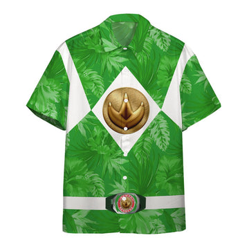 Gearhumans Movie Mighty Morphin Green Power Rangers Tropical Custom Short Sleeve Shirt
