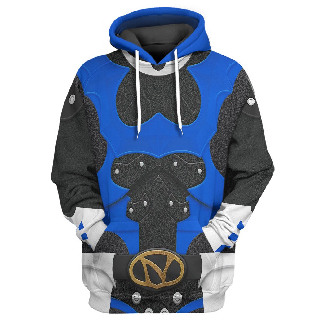 Gearhumans 3D Psycho Rangers Blue Psycho Costume Custom Hoodie Tshirt