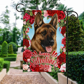 Gearhumans 3D Happy Valentines Day German Shepherd Dog Custom Flag