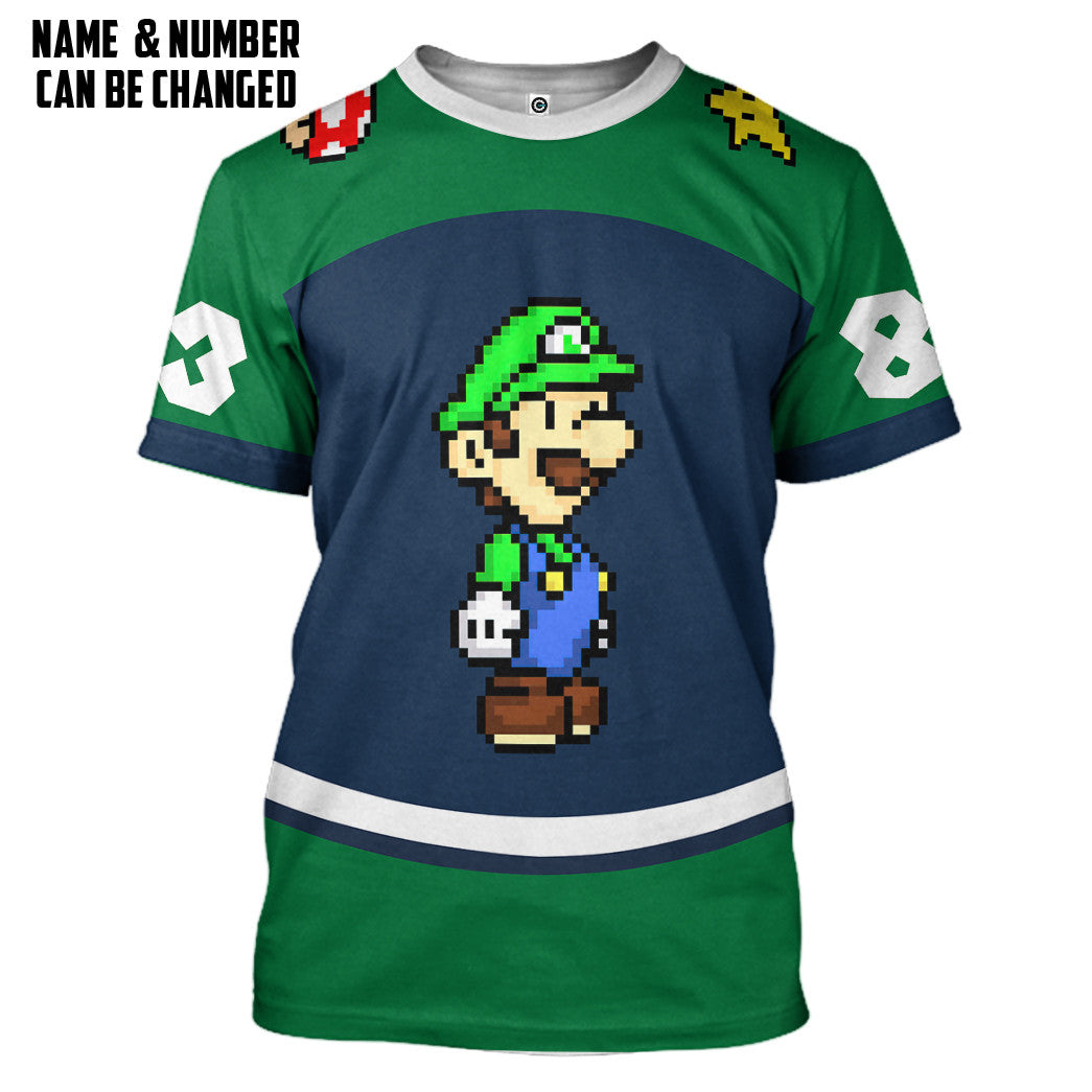 Gearhumans 3D Luigi Sports Custom Name Custom Number Hoodie Tshirt App