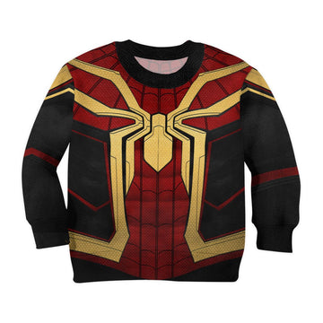 Gearhumans 3D Mrvl Spider Superhero Red And Golden Suit Custom Kid Tshirt Hoodie Apparel