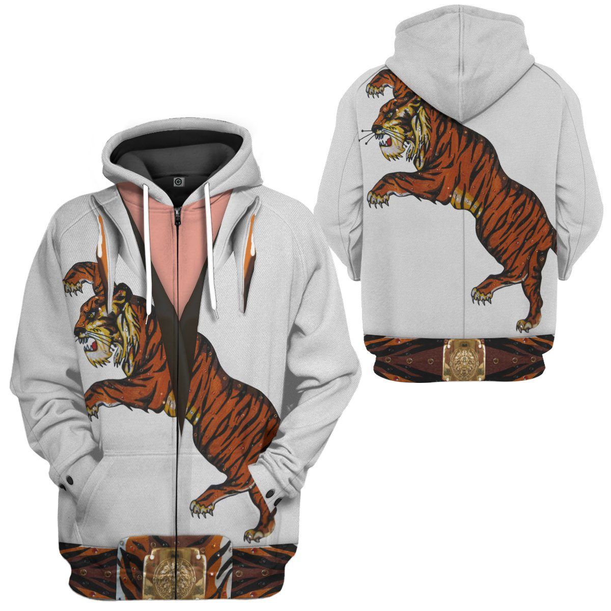 Gearhuman 3D Elvis Presley Tiger Jumpsuit Custom Hoodie Apparel GV030932 3D Custom Fleece Hoodies