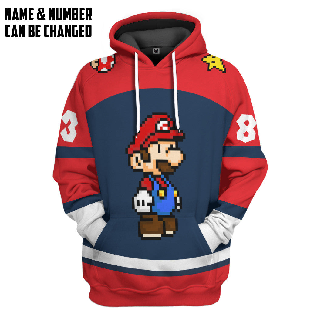 Gearhumans 3D Mario Sports Custom Name Custom Number Hoodie Tshirt Apparel